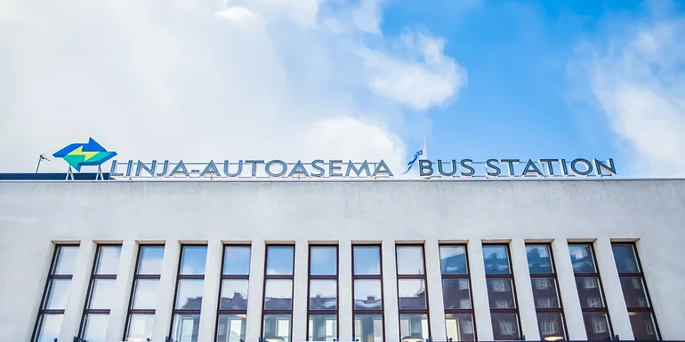 Tampere bus station facade.