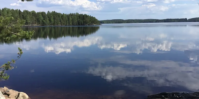 Matalasta saunarannasta avautuu huikea näkymä Näsijärvelle.