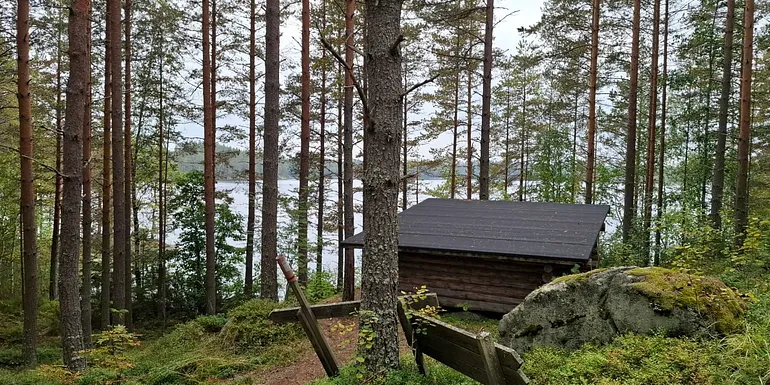 Campfire site and a lake