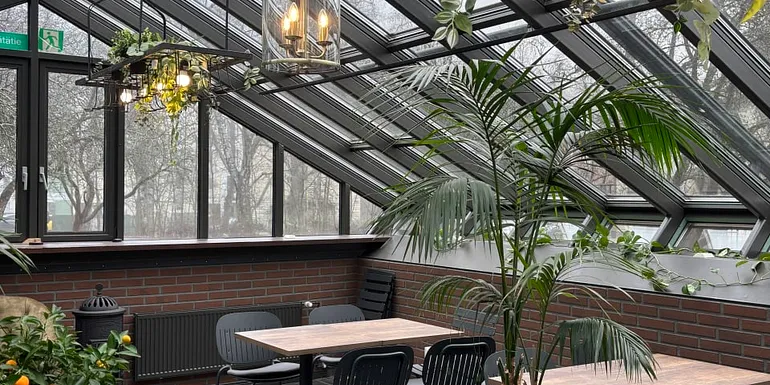 winter garden with glass roof