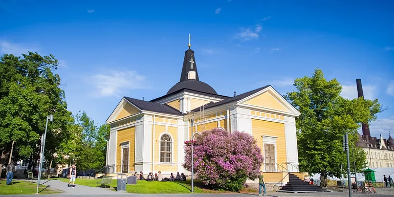 Old wooden church located at the heart of the city.