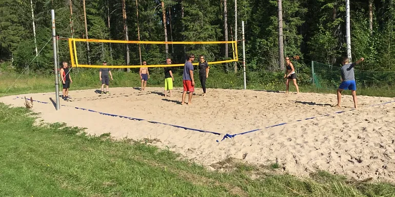 There are two beach volley fields outside.