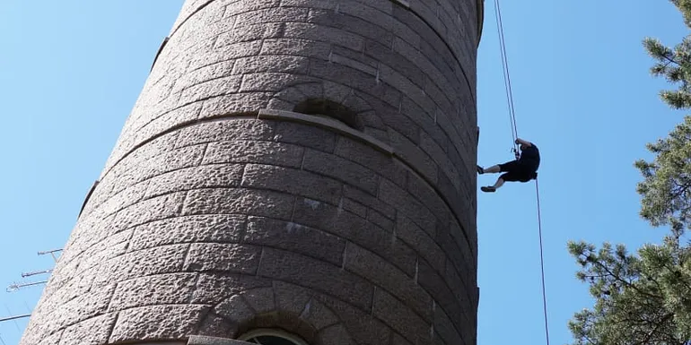 Abseiling at the tower.