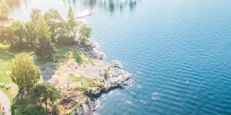 Eliander Swimming Beach from above.