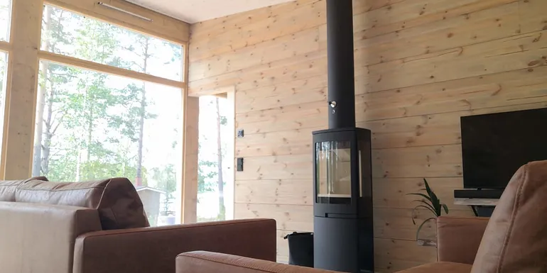 Wood heated fireplace