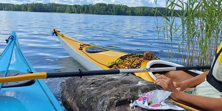 Canoe by lake