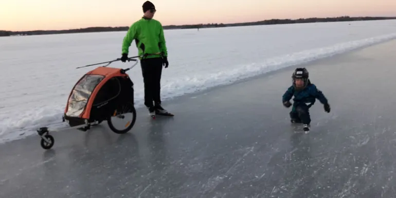 Skating with kids.